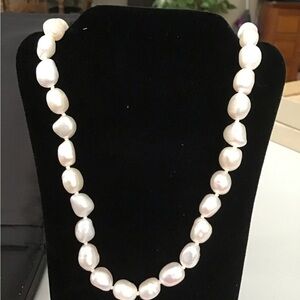 JTV 8.5-9.5mm White Cultured Freshwater Pearl Rhodium Over 925 22inch Necklace